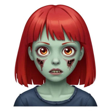 Uma zumbi garota com cabelo vermelho liso e franja reta sticker