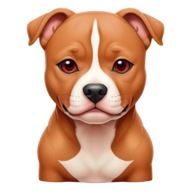 Cinematic Noble Red/Fawn Staffordshire Bull Terrier Portrait Emoji, Poised and regal, with a compact, muscular build and a sleek, well-groomed red/fawn Fur accented by subtle white markings, deep-set soulful dark eyes, Simplified yet sharp and sophisticated features, highly detailed, glowing with a soft, dignified glow, high shine, intelligent and loyal, stylized with an air of strength, focused and attentive, soft glowing outline, capturing the essence of a watchful and confident guardian, so majestic it feels as though it could stride out of the screen with effortless authority! sticker