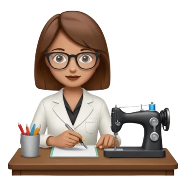 tailor woman with brown hair and glasses sticker