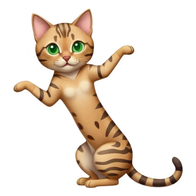 Light Grey bengal cat with green eyes stretching sticker