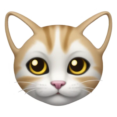 Cat with clear white face, little black spot like mustache under nose, pink ears, and full forehead and under ears the fur is black, yellow eyes, no stripes sticker