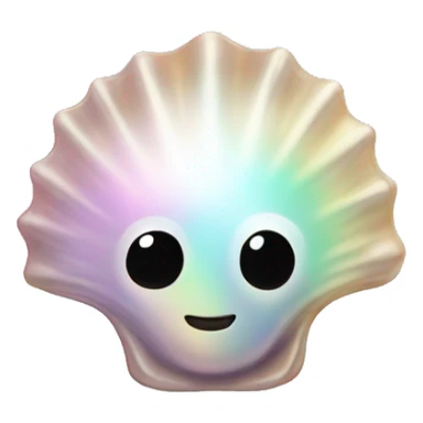 Iridescent pearl in seashell with no eyes sticker