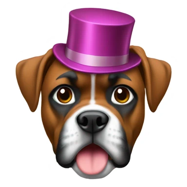 boxer with New Year’s Eve hat sticker