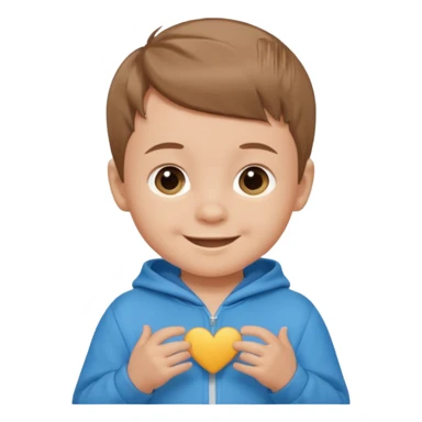 baby boy emoji, short light brown hair, wearing a onesie, smiling sticker
