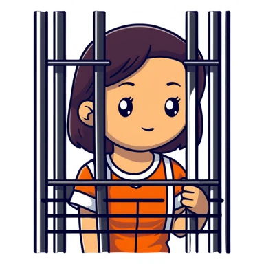 sad girl behind prison bars sticker