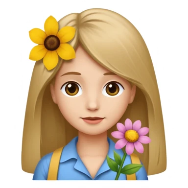 Ein braunhaariges Mädchen (glatte Haare ) mit einen Blume hinter dem ohr lange haare zur Seite kuckend  sticker