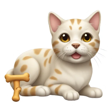 Cat with a dog bone sticker