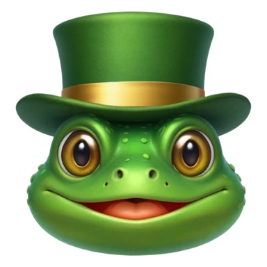 Frog in Green Top Hat – cheerful frog with shiny emerald top hat. sticker