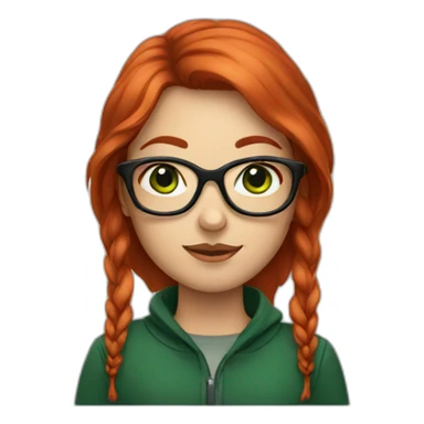 Red hair girl with green eyes and black eyeglasses sticker