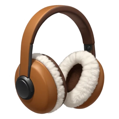 Warm brown white completely fluffy earmuffs sticker