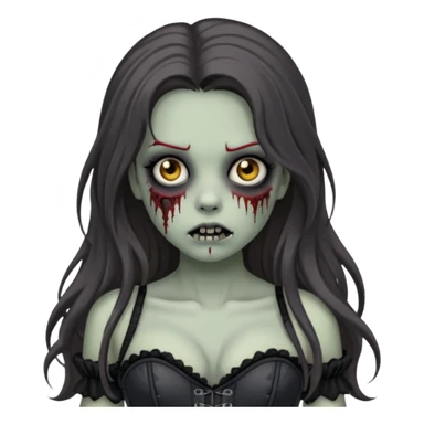 Brunette zombie girl, long hair, black corset sticker