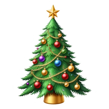generate realistic detailed Christmas tree in 3d style sticker