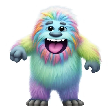 fat rainbow yeti ice skating  sticker