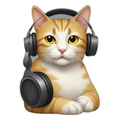 Cat listening rock music sticker