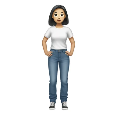 Asian girl wearing baggy jean pants  sticker