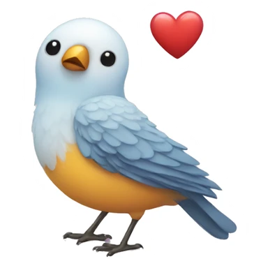 bird with heart sticker