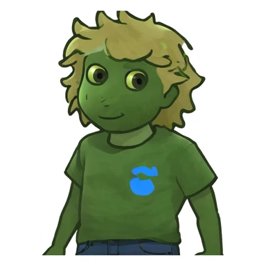 pale boy with blonde fluffy hair light brown eyes  sticker