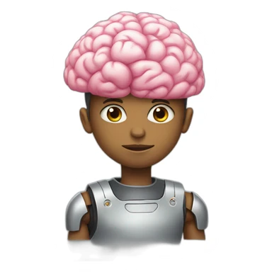 boy robot with big pink brains meme sticker