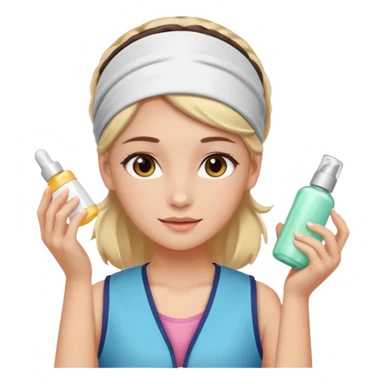 Clean girl aesthetic emoticons, apply skincare products, headband, glowing skin, vest, soft lighting
 sticker