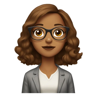 A brown haired girl wearing glasses with a king charles spaniel dog sticker