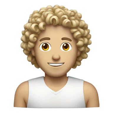 curly hair white man with a computer sticker