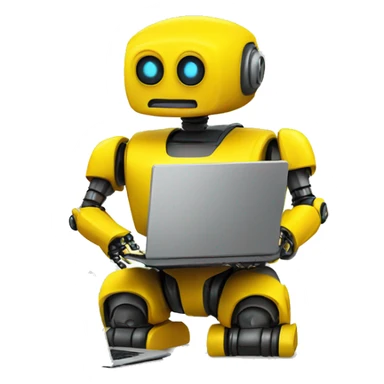 robot yellow with laptop sticker