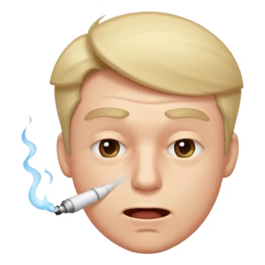 A male with squinting eyes but the mouth is blowing out sticker