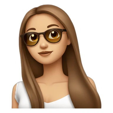 White cute girl with long brown hair holding sundglasses sticker