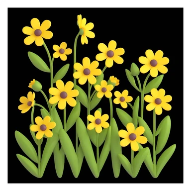 yellow wildflowers in 3D iOS style, volumetric, clean modern background, photo inspired sticker