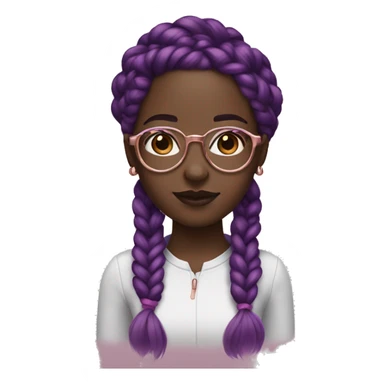 black girl with dark  purple and pink braids and rose gold glasses sticker