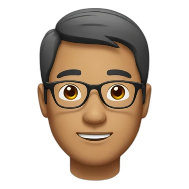 Asian man wear glasses with brown skin sticker