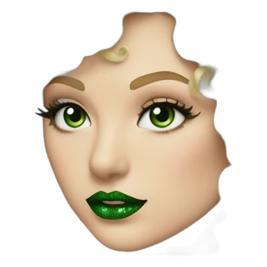 Taylor Swift with green eyeshadow and glitter green lips with curly blond hair sticker