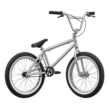 Classic BMX trick bike with detailed features, metallic frame, knobby tires, high handlebars, standard BMX proportions sticker