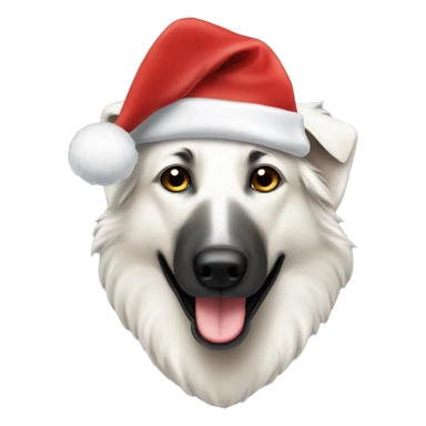 White shepherd Santa hat sticker