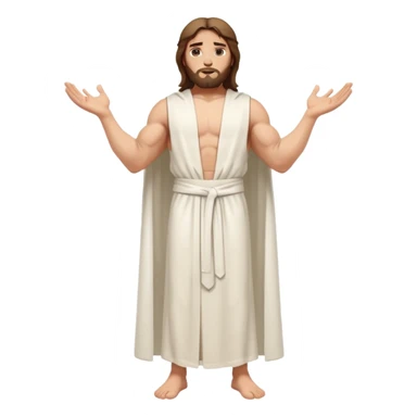 fullbody jesus christ jacked, sleeveless white robe and arms crossed sticker