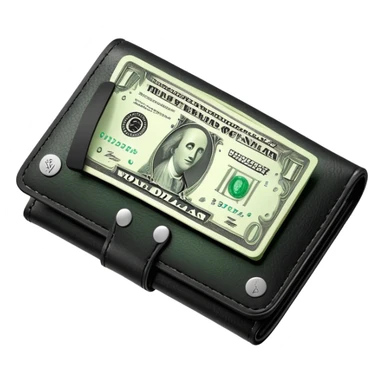 black leather wallet with green dollar bills sticking out sticker