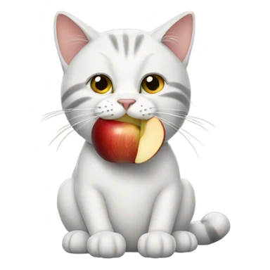 cat eating an apple sticker