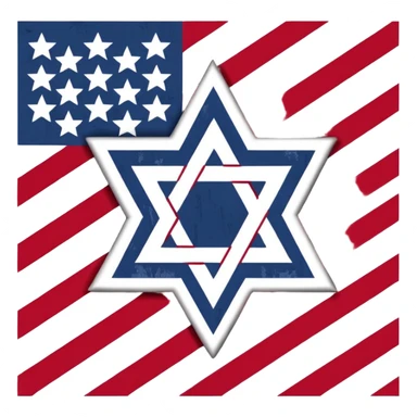 United States flag with a swastika symbol and star of david symbol on the flag sticker