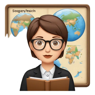 geography teacher with braun not so long hair and with glasses sticker