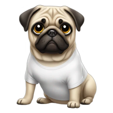 pug wearing a t-shirt sticker