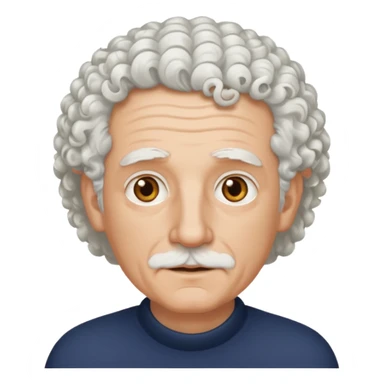 Old white man with curly white hair, hazel eyes, without a mustache sticker