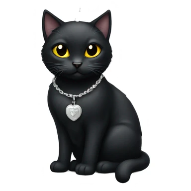Black cat wearing a silver locket sticker