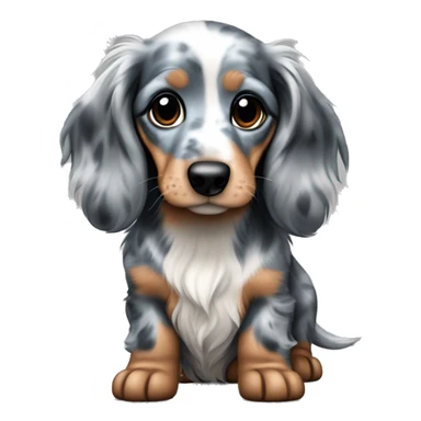 Blue Merle long haired Dachshund Puppy full body sticker