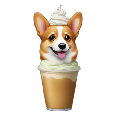corgi tomando frappuccino sticker