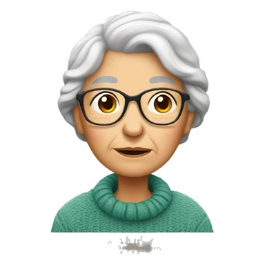 thoughtful old woman in sweater sticker