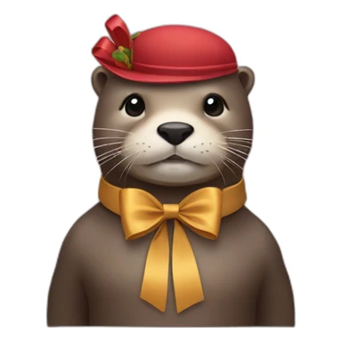 Otter wear a bow on a head  sticker