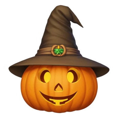 Cute Pumpkin wearing a witch hat sticker