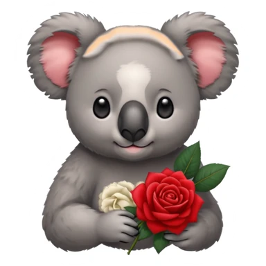 koala with a cold and a rose in the hands sticker