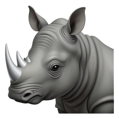 cinematic-noble--rhinoceros-portrait-emoji,slate-grey-hide--poised-and-regal,-with-a-massive,-powerful-build-and-a-thick, -deep-set-soulful-piercing-eyes,-simplified-yet-sharp-and-sophisticated-features,-highly-detailed,-large-black-eyes, zoomed out showing shoulders, large white horn  sticker