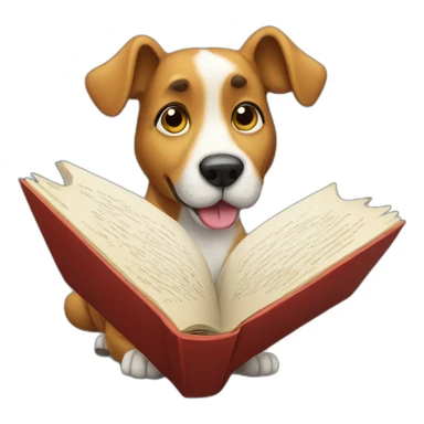 dog reading a book sticker